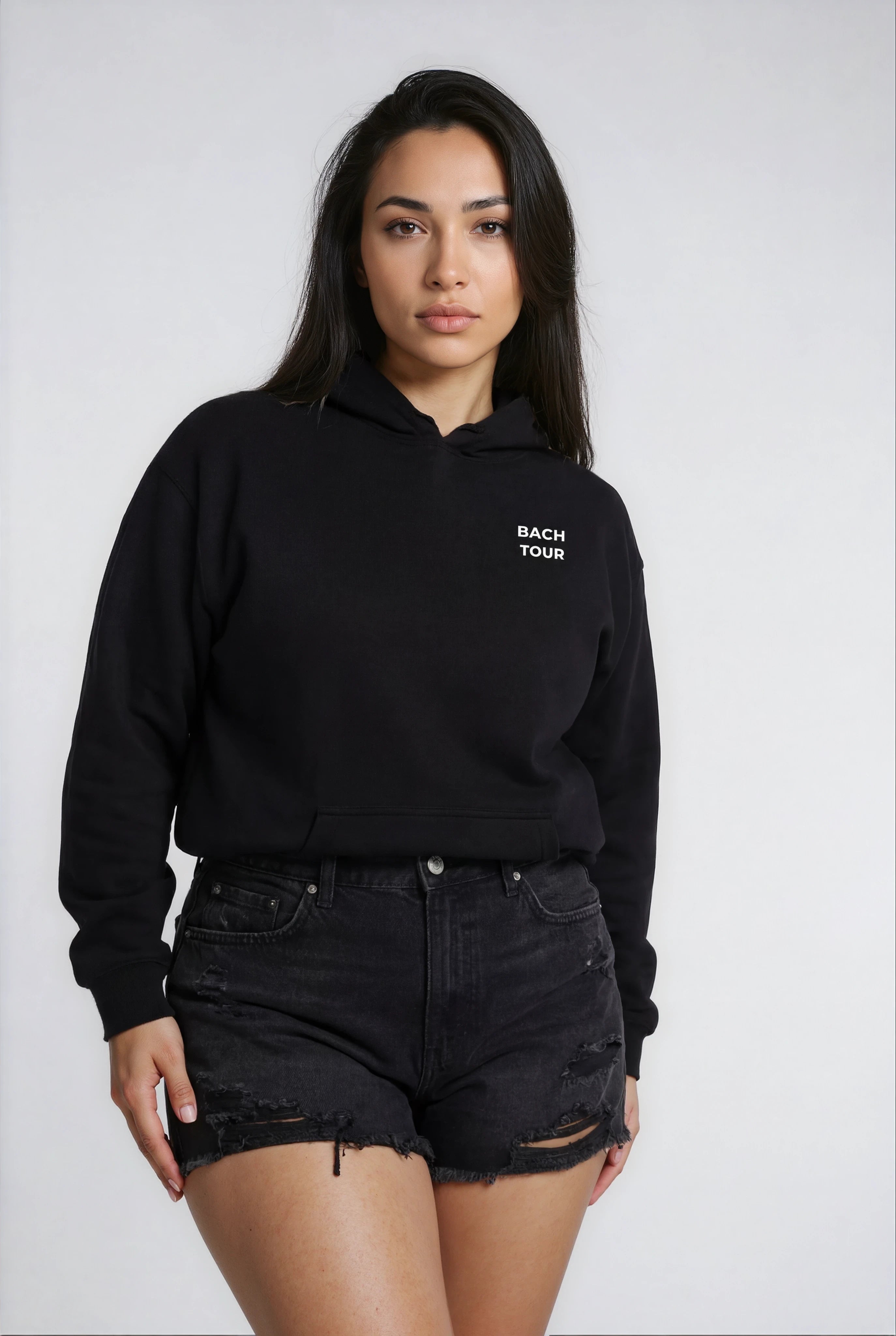 Model wearing Bachelorette Tour Hoodie - Black