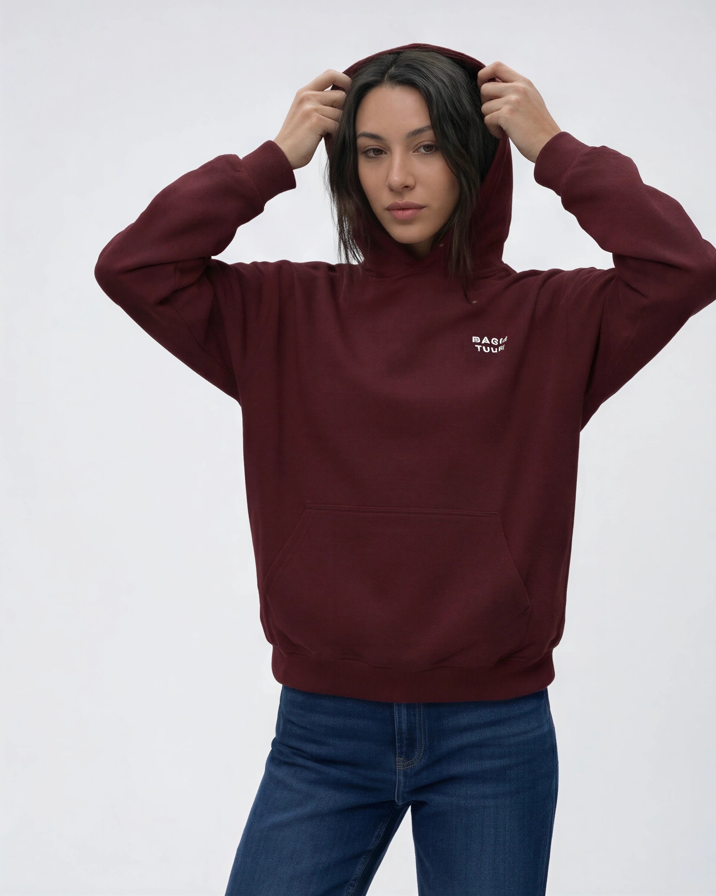 Model wearing Bachelorette Tour Hoodie - Maroon