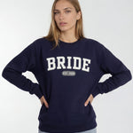 Model wearing Bride Varsity Sweatshirt - Navy
