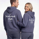Model wearing Newlywed Club Hoodie - Slate Blue