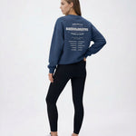 Model wearing Bachelorette Tour Sweatshirt - Indigo Blue