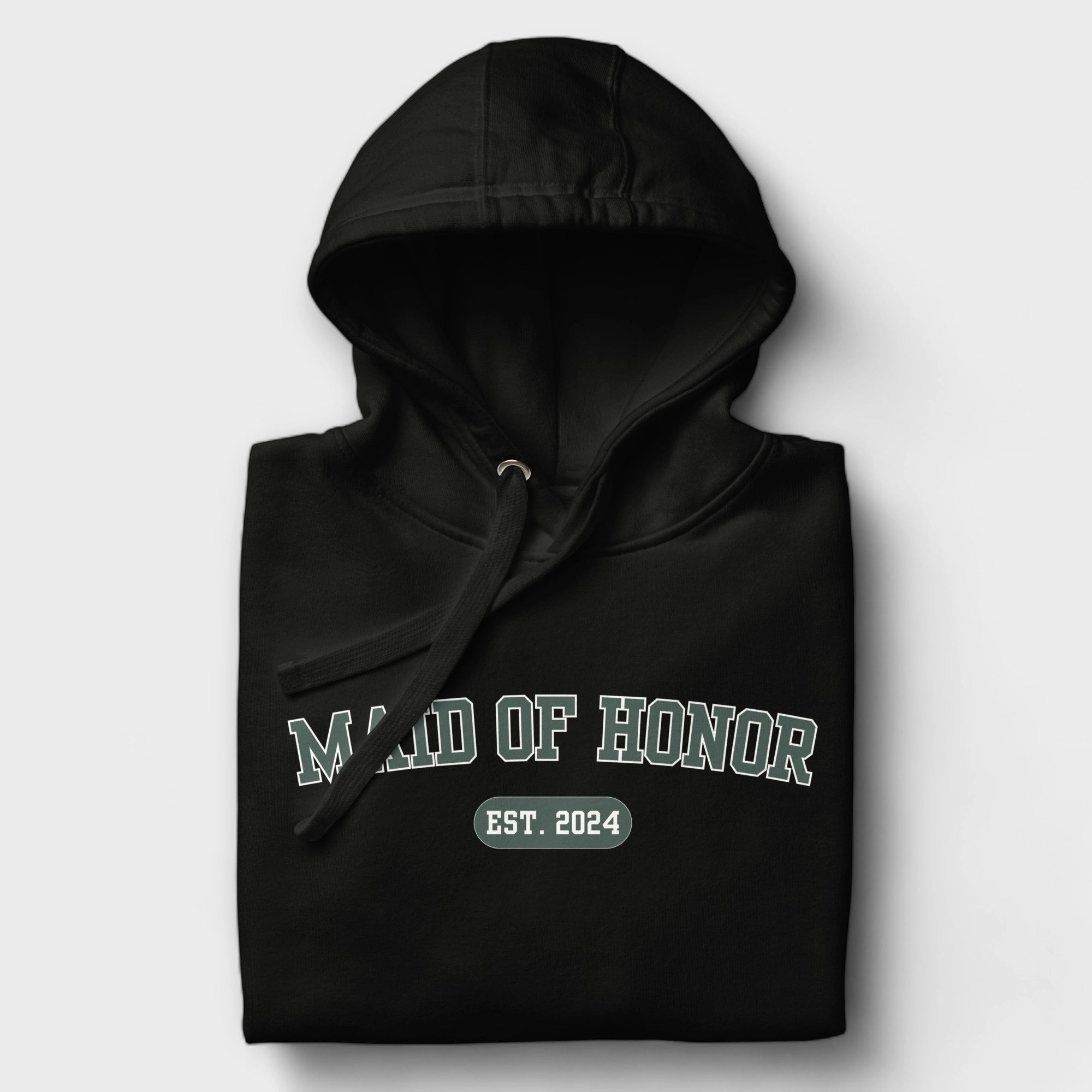 Maid of Honor Varsity Hoodie - Black and Green-Union Threads