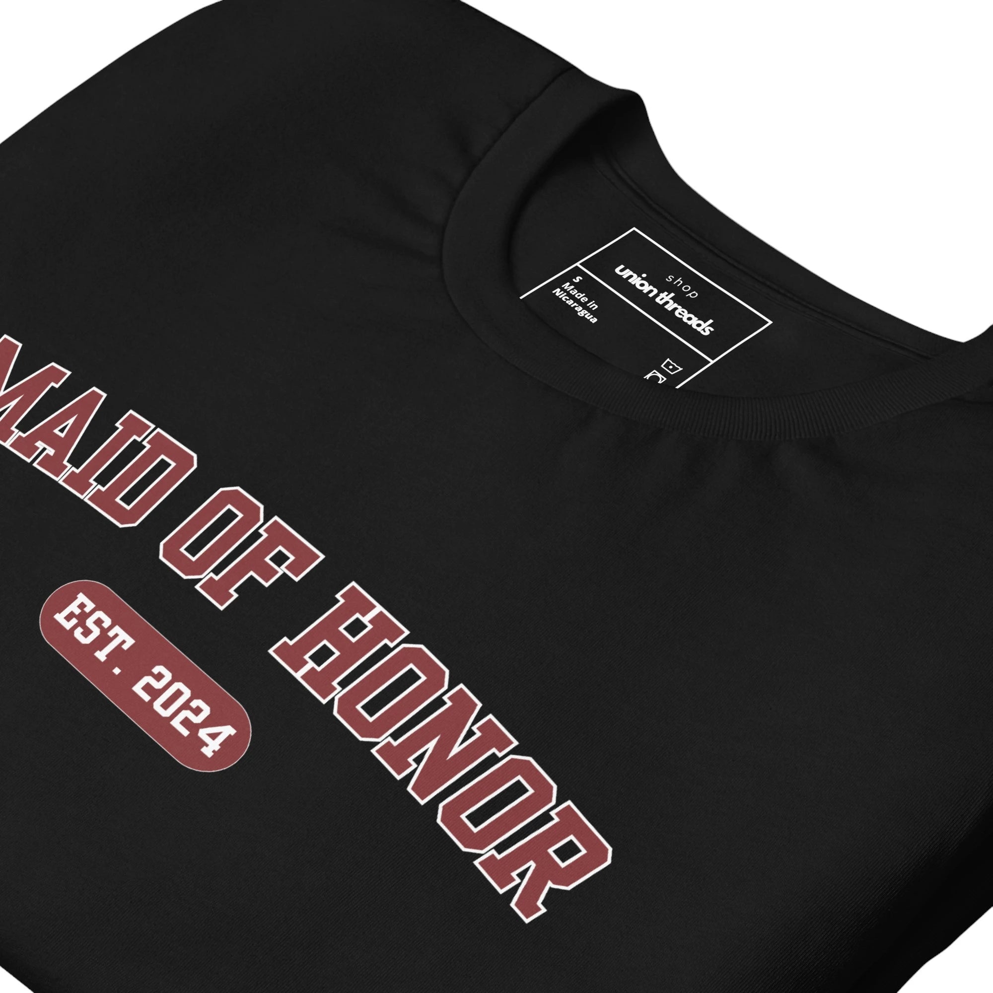 Maid of Honor Varsity Shirt - Black and Red-Union Threads