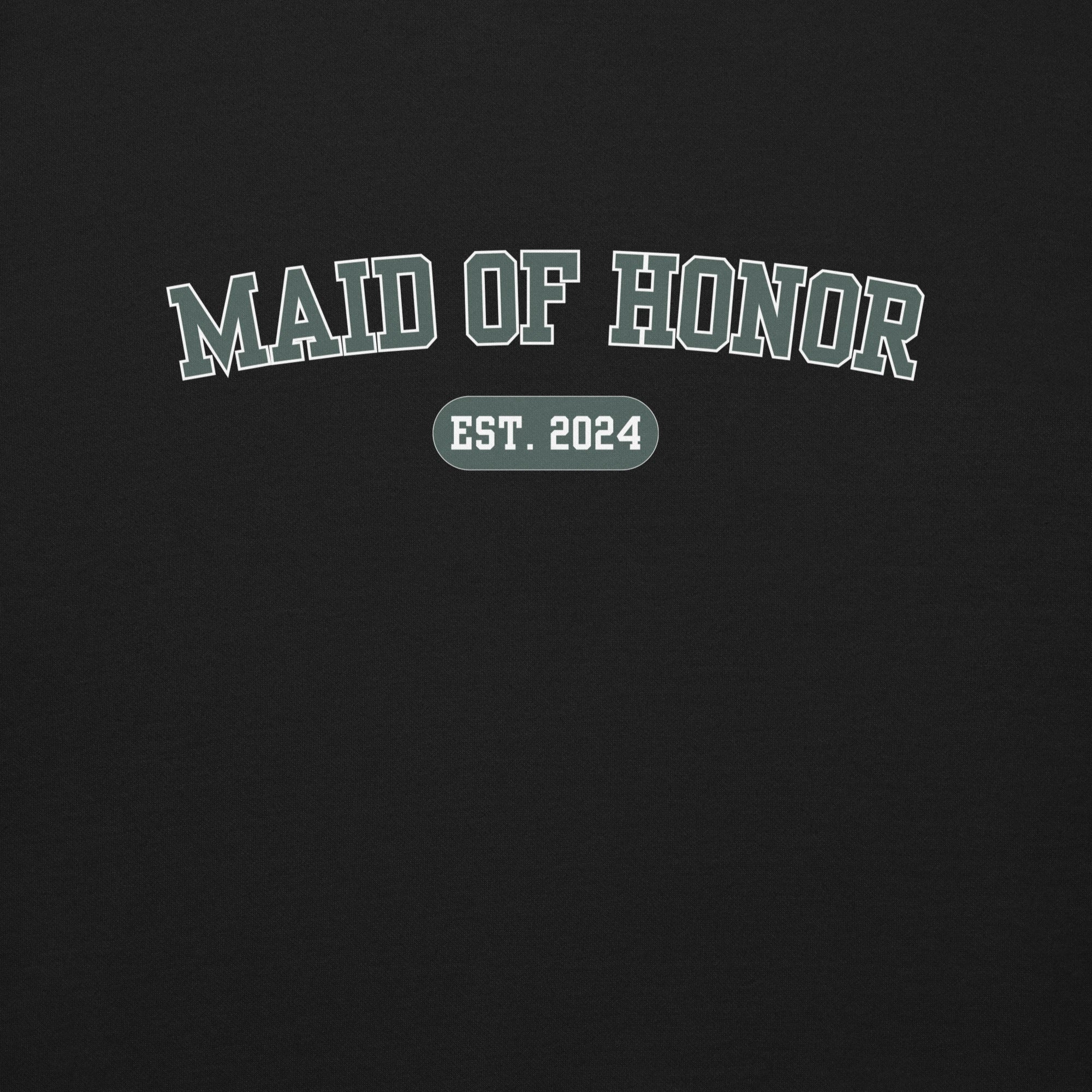 Maid of Honor Varsity Sweatshirt - Black and Green-Union Threads