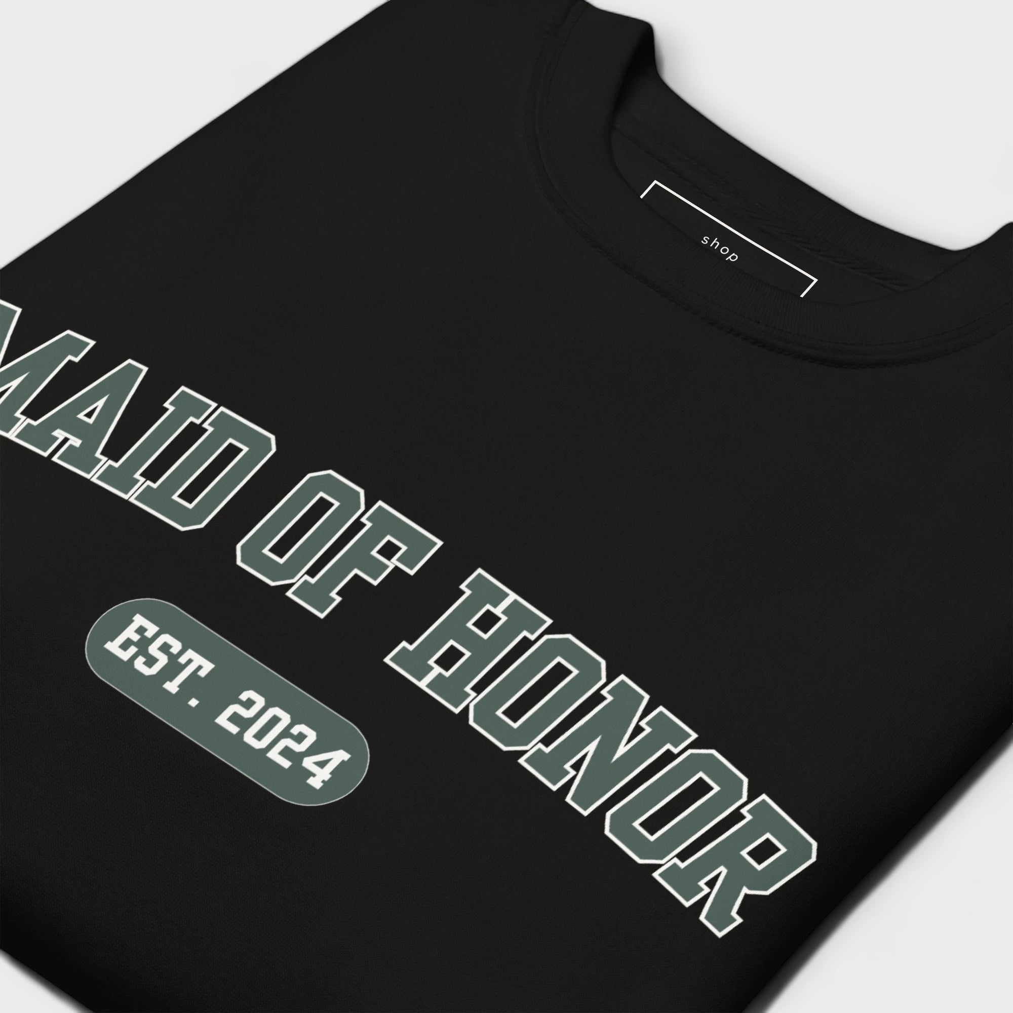 Maid of Honor Varsity Sweatshirt - Black and Green-Union Threads