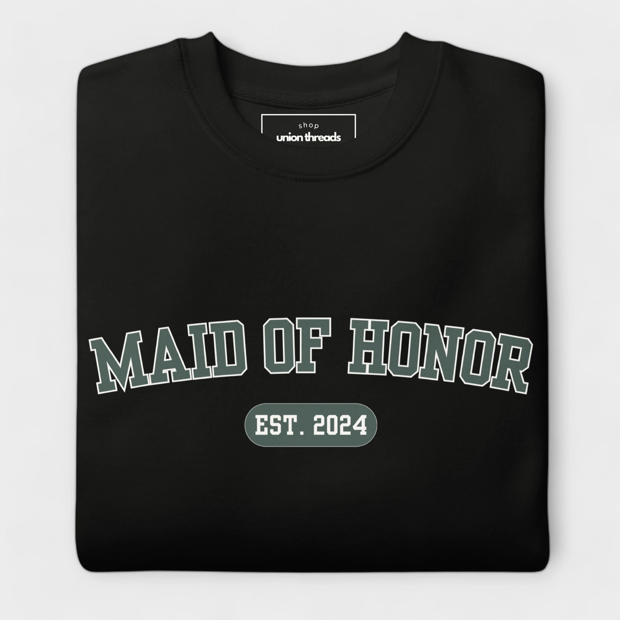 Maid of Honor Varsity Sweatshirt - Black and Green-Union Threads