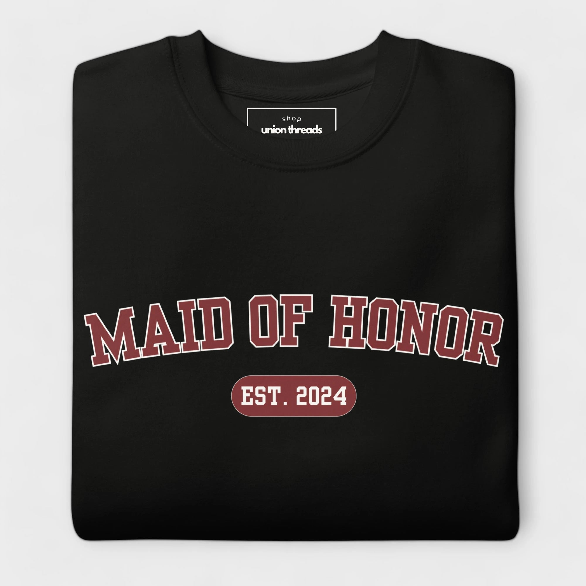 Maid of Honor Varsity Sweatshirt - Black and Red-Union Threads