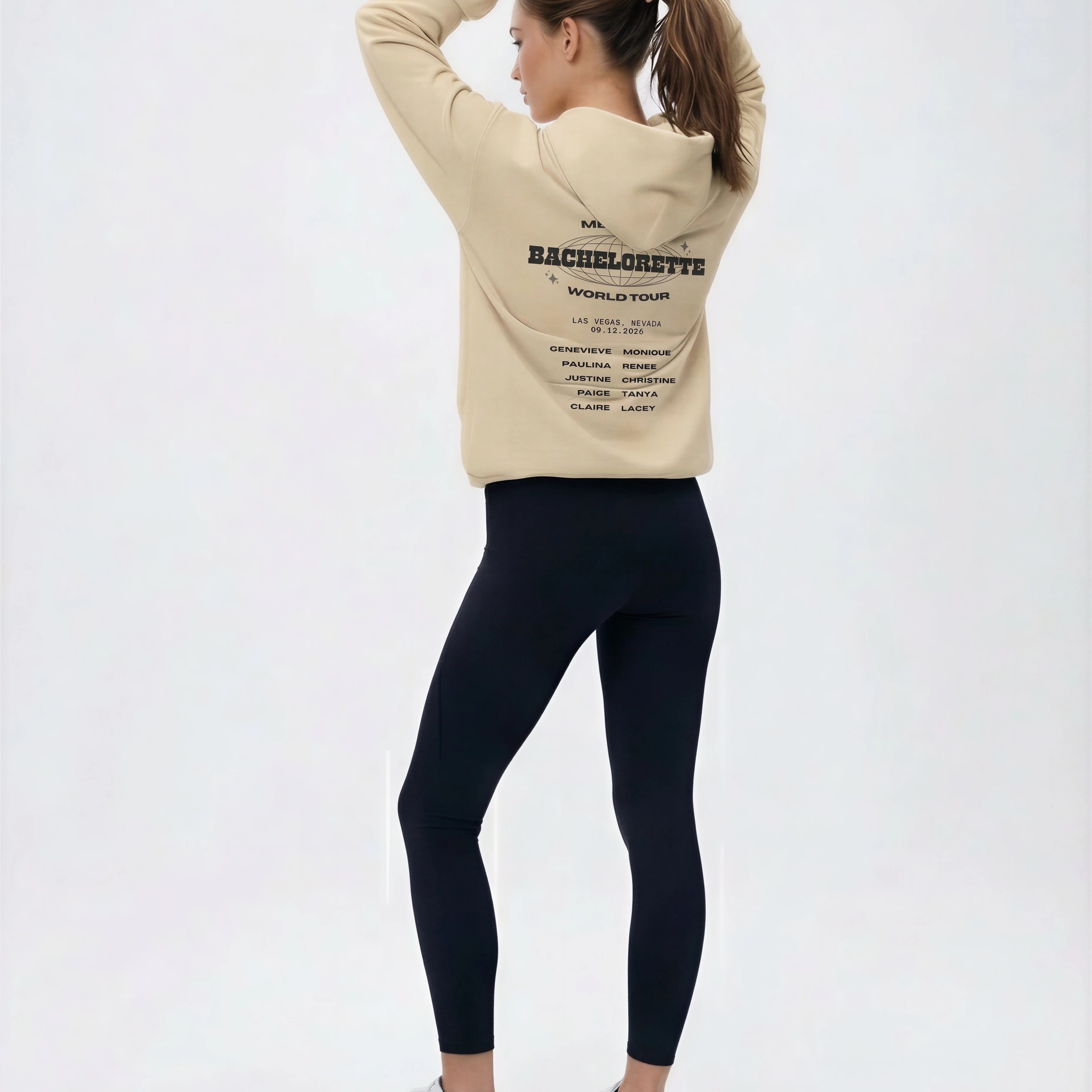 Model wearing Bachelorette Tour Sweatshirt - Sand