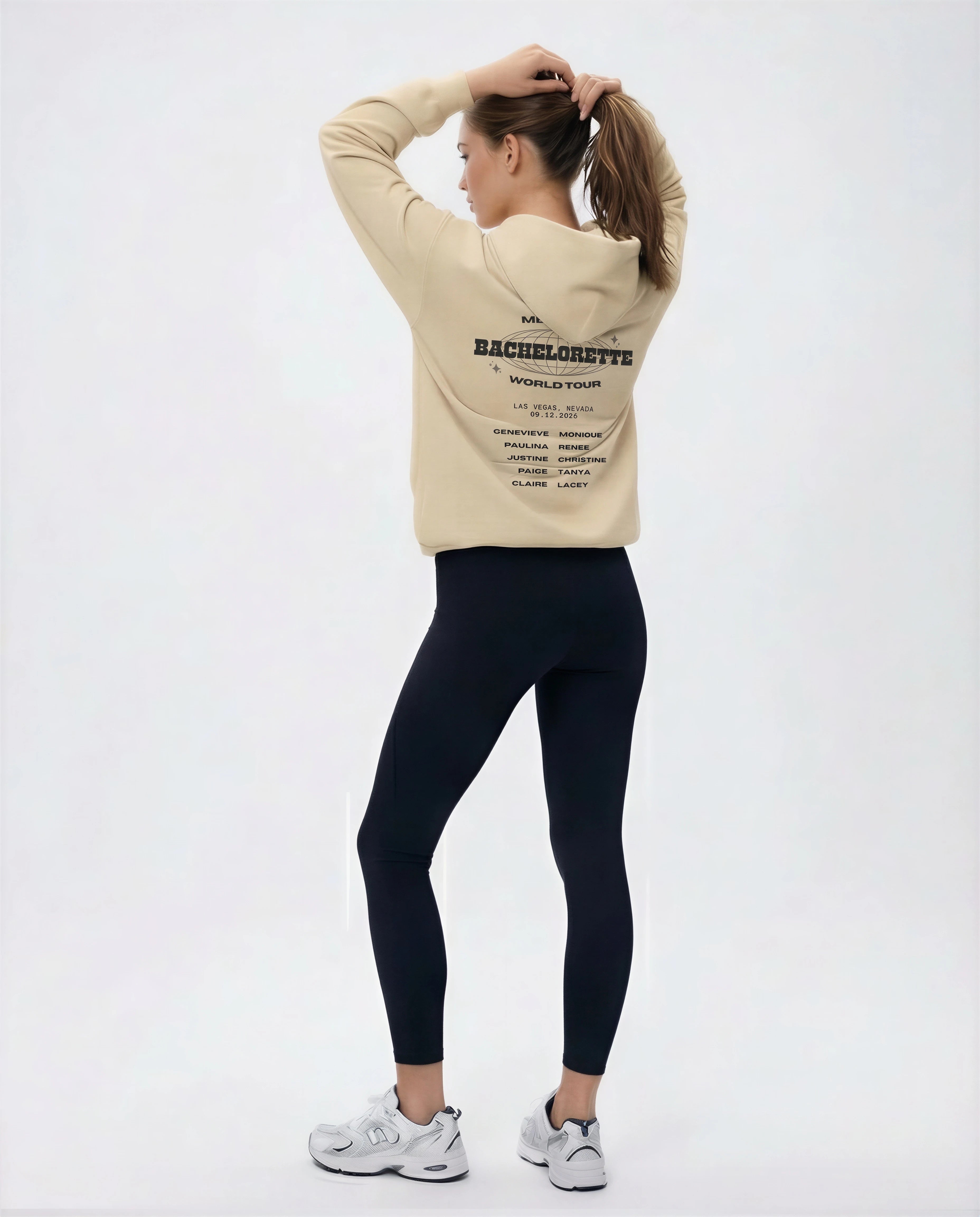 Model wearing Bachelorette Tour Sweatshirt - Sand