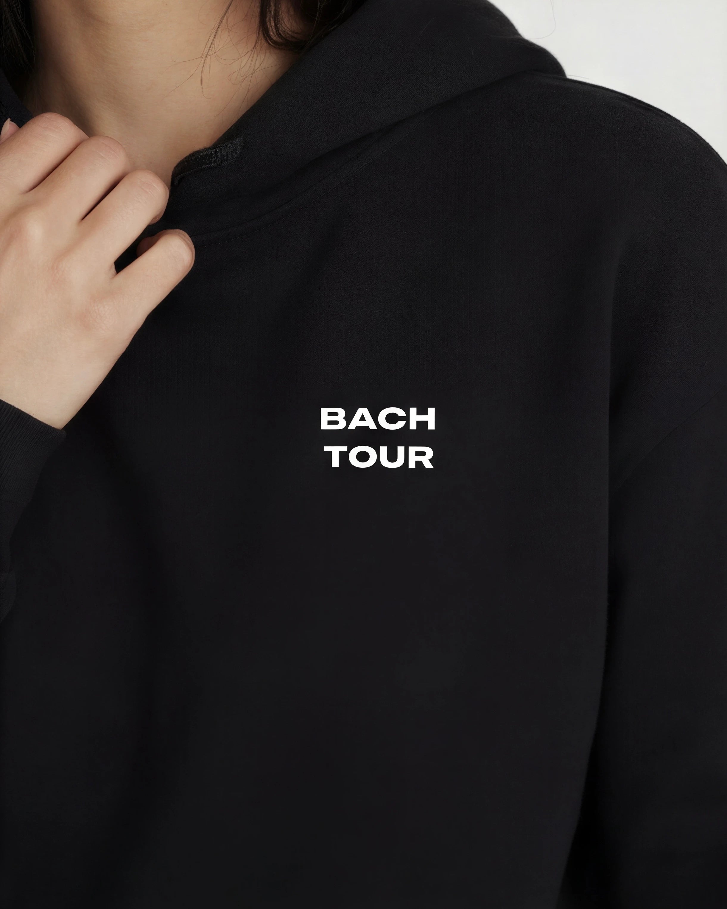 Model wearing Bachelorette Tour Hoodie - Black
