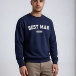 Model wearing Best Man Varsity Sweatshirt - Navy