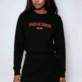 Maid of Honor Varsity Sweatshirt - Black and Red