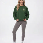 Model wearing Camp Bachelorette Sweatshirt - Forest Green