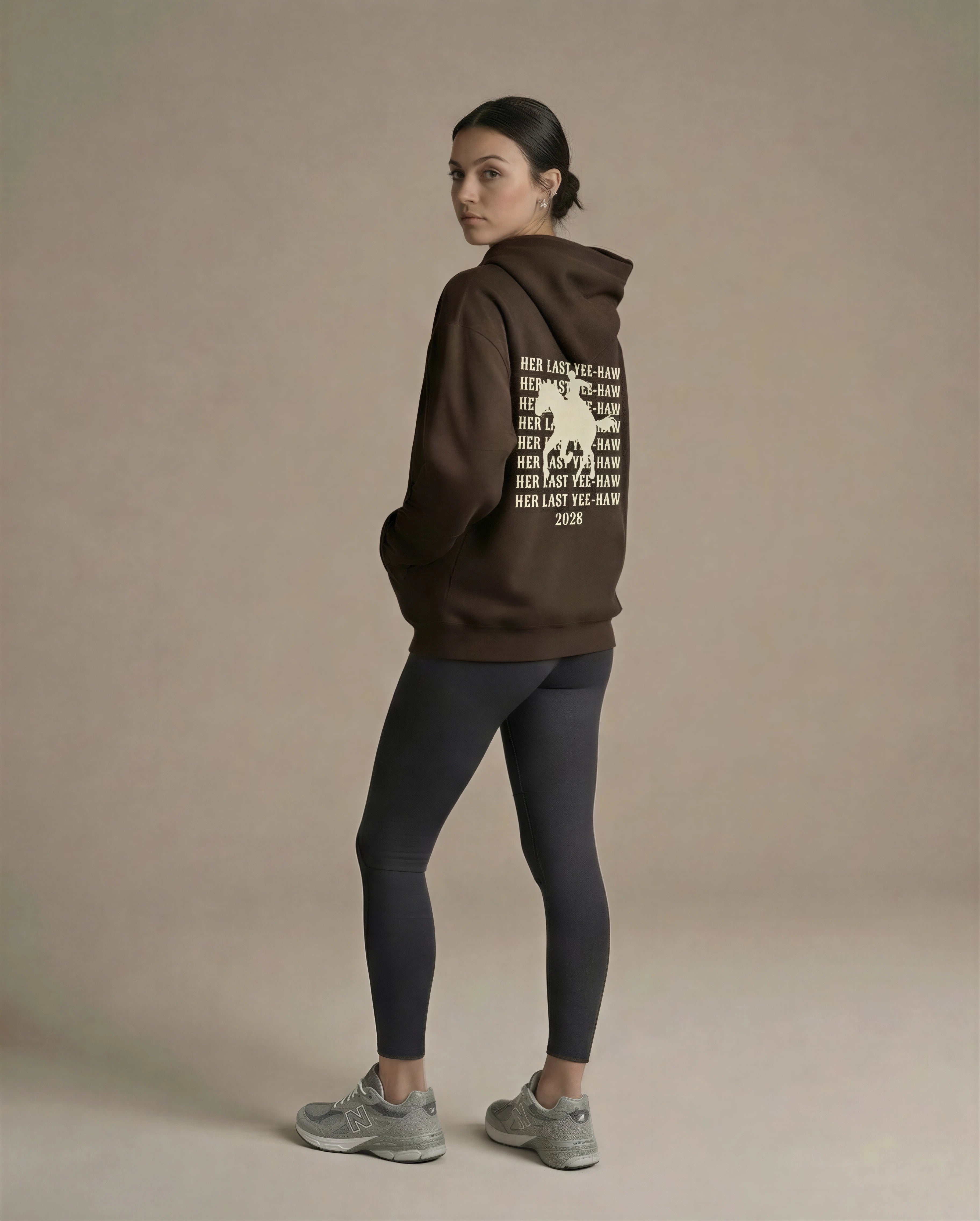 Model wearing Last Rodeo Hoodie