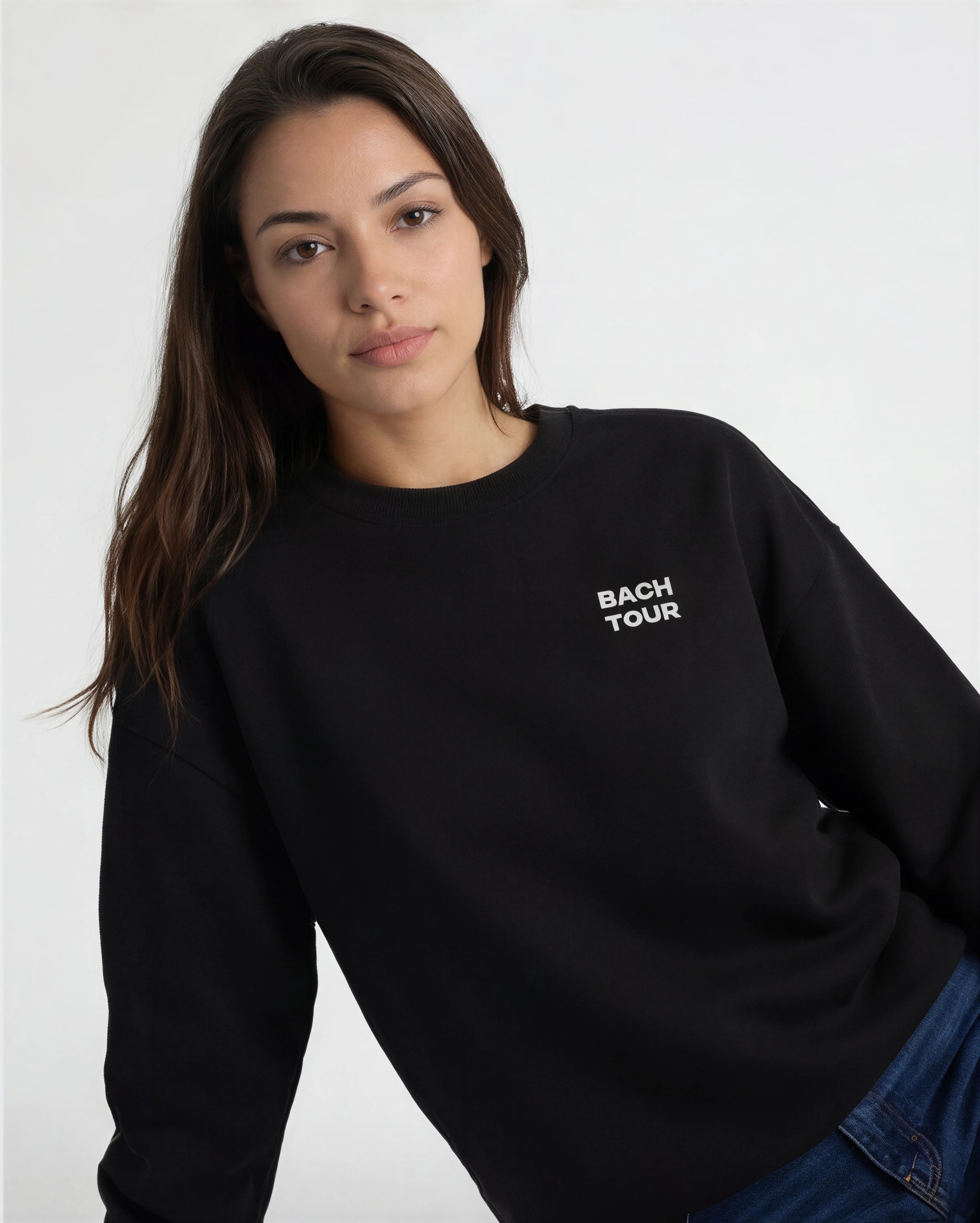 Model wearing Bachelorette Tour Sweatshirt - Black