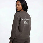 Model wearing Newlywed Club Crew Neck Sweatshirt - Charcoal