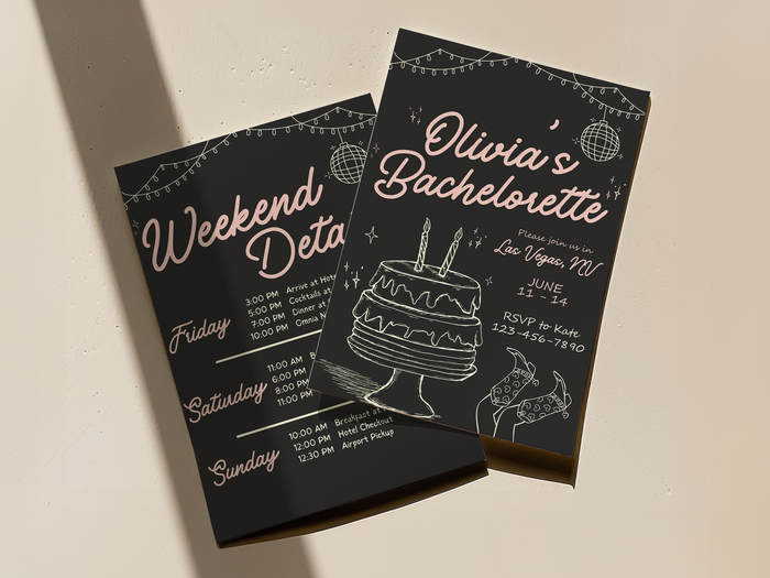 Disco Cowgirl Bachelorette Party Invitation & Itinerary Canva Template