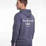Model wearing Newlywed Club Hoodie - Slate Blue
