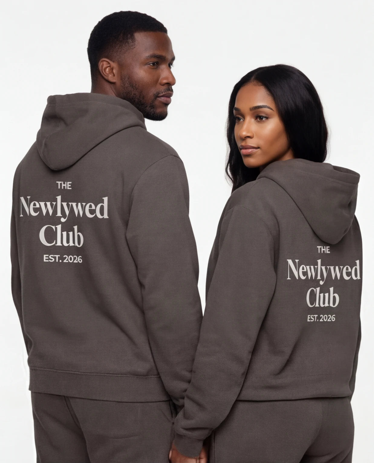 Model wearing Newlywed Club Hoodie - Charcoal
