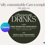 Round Signature Drink Sign Canva Template - Fully Customizable