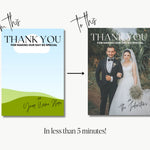 Clean, Modern Thank You Card, Editable Canva Template | Contemporary Wedding Thank You Card, Minimalist Thank You Card