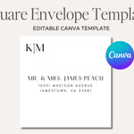 Minimalist Square Envelope, Editable Canva Template | Digital Download, Custom Wedding Envelope