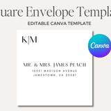 Minimalist Square Envelope, Editable Canva Template | Digital Download, Custom Wedding Envelope