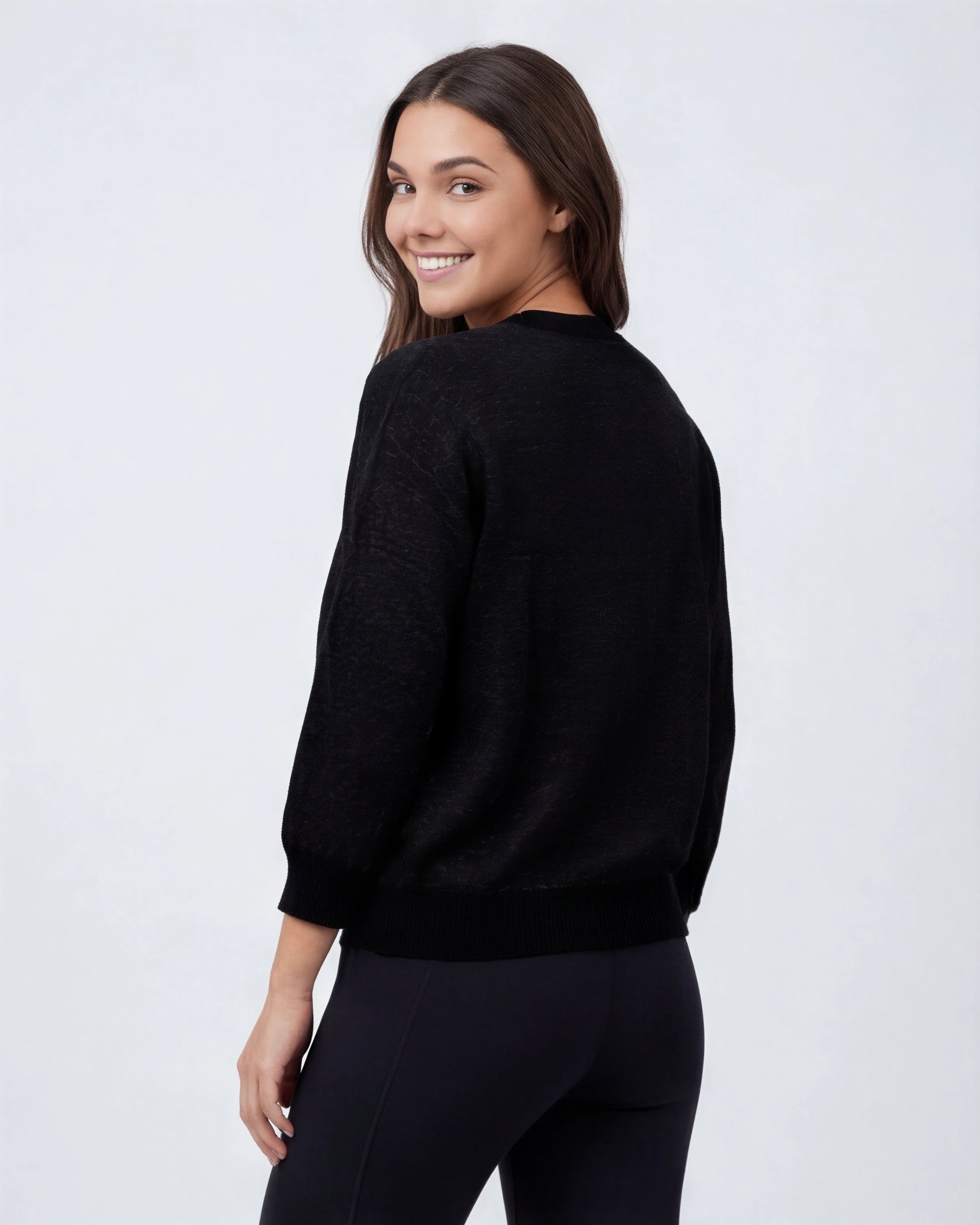Model wearing Bride Sweater - Onyx Black