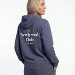 Model wearing Newlywed Club Hoodie - Slate Blue