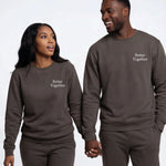 Model wearing Newlywed Club Crew Neck Sweatshirt - Charcoal