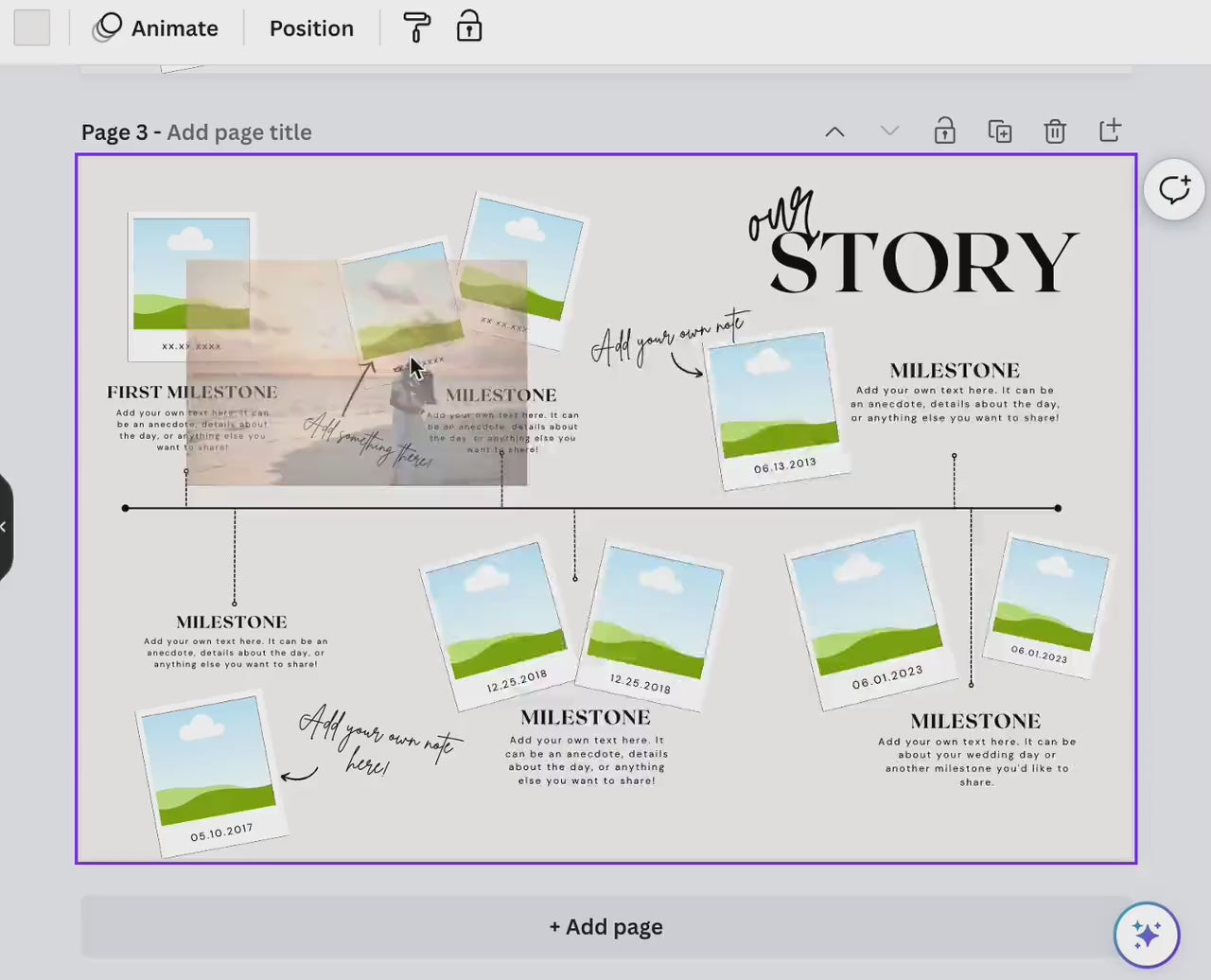 Our Story: Custom Relationship Timeline  - Editable Canva Template | Contemporary, Modern Wedding Sign