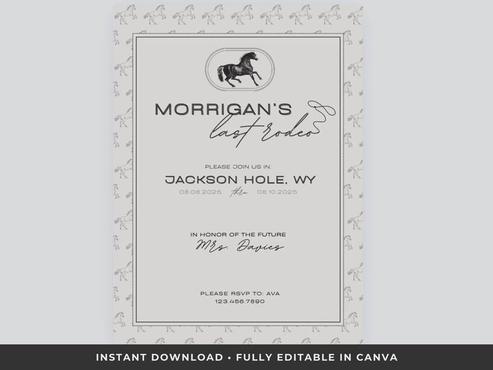 Last Rodeo Bachelorette Party Invitation Canva Template