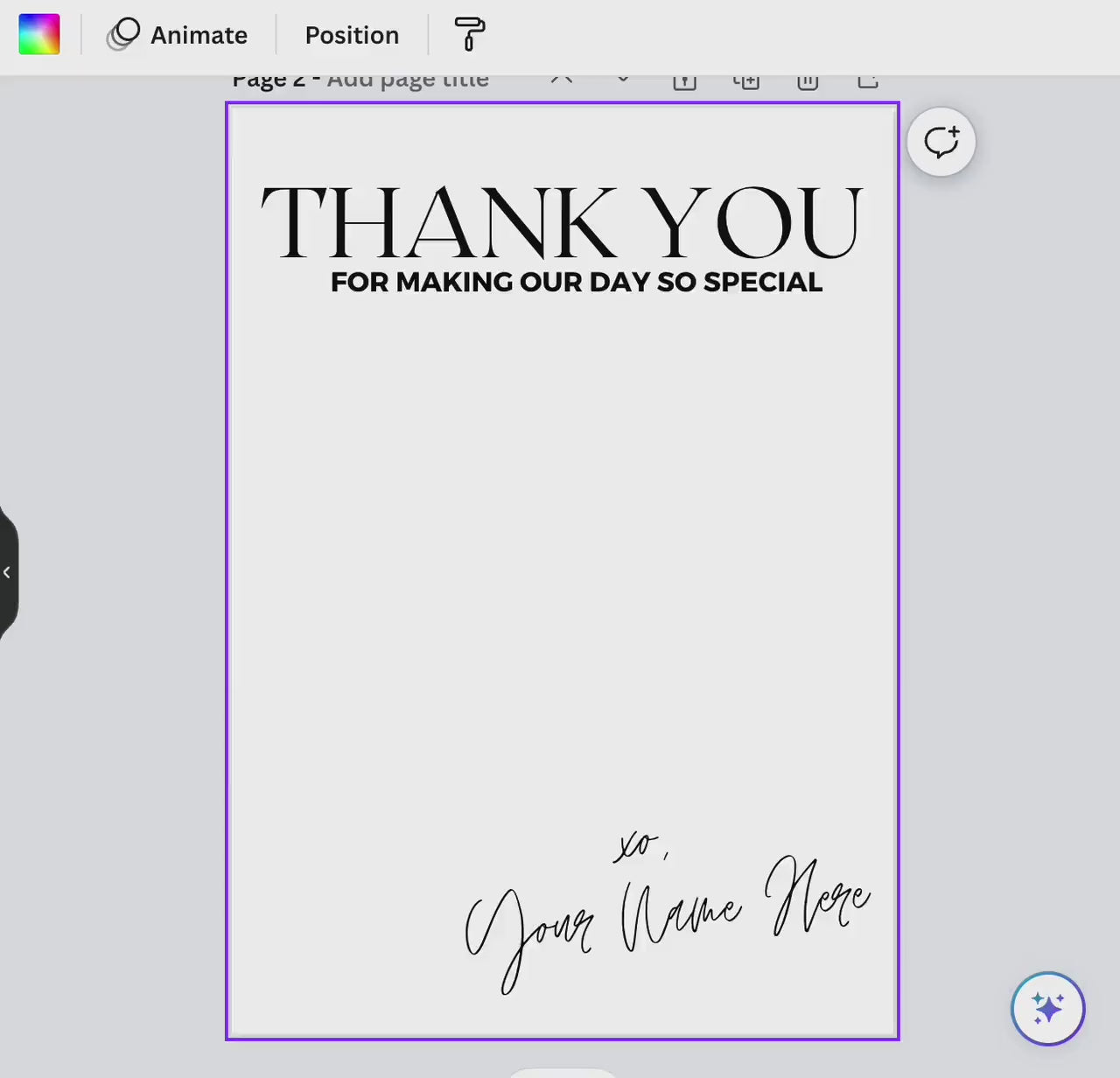 Clean, Modern Thank You Card, Editable Canva Template | Contemporary Wedding Thank You Card, Minimalist Thank You Card