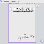 Clean, Modern Thank You Card, Editable Canva Template | Contemporary Wedding Thank You Card, Minimalist Thank You Card