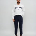 Model wearing Best Man Varsity Sweatshirt - White