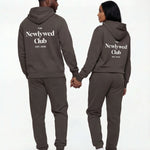 Model wearing Newlywed Club Hoodie - Charcoal