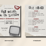 'Til Death Do Us Party Bachelorette Party Invitation + Itinerary Canva Template
