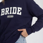 Model wearing Bride Varsity Sweatshirt - Navy
