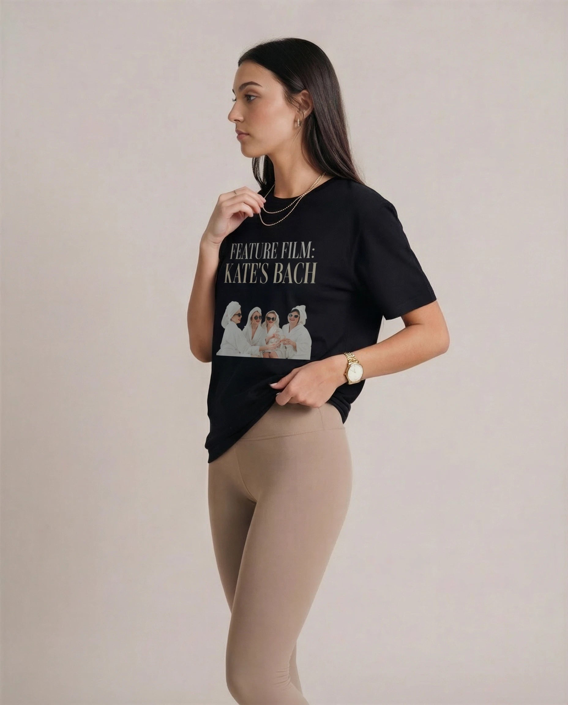 Model wearing Movie Poster Bachelorette Shirt