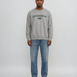 Model wearing Groomsman Varsity Sweatshirt - Heather Gray