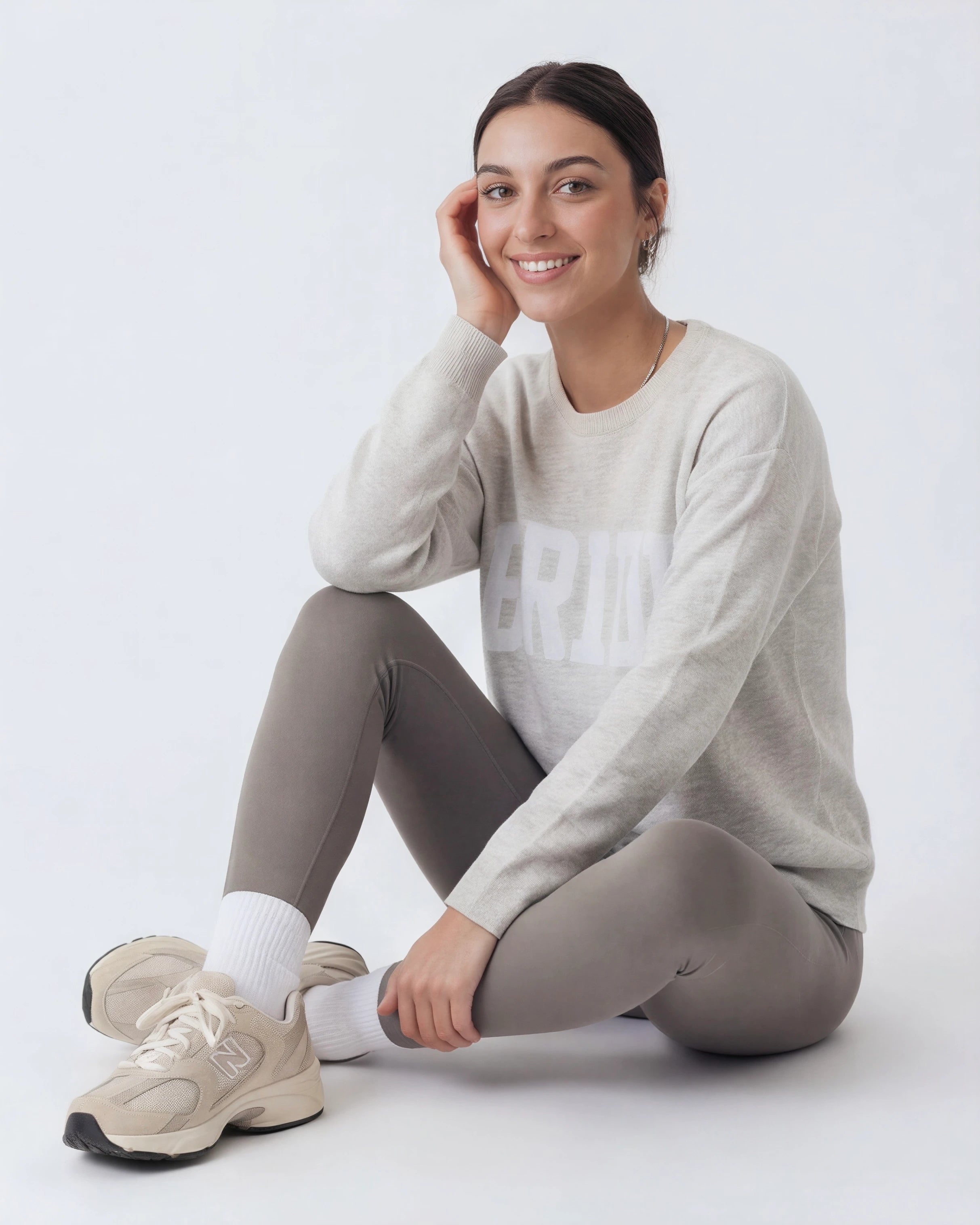 Model wearing Classic Fit Bride Sweater