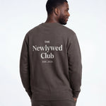 Model wearing Newlywed Club Crew Neck Sweatshirt - Charcoal