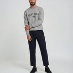 Model wearing Best Man Varsity Sweatshirt - Heather Gray