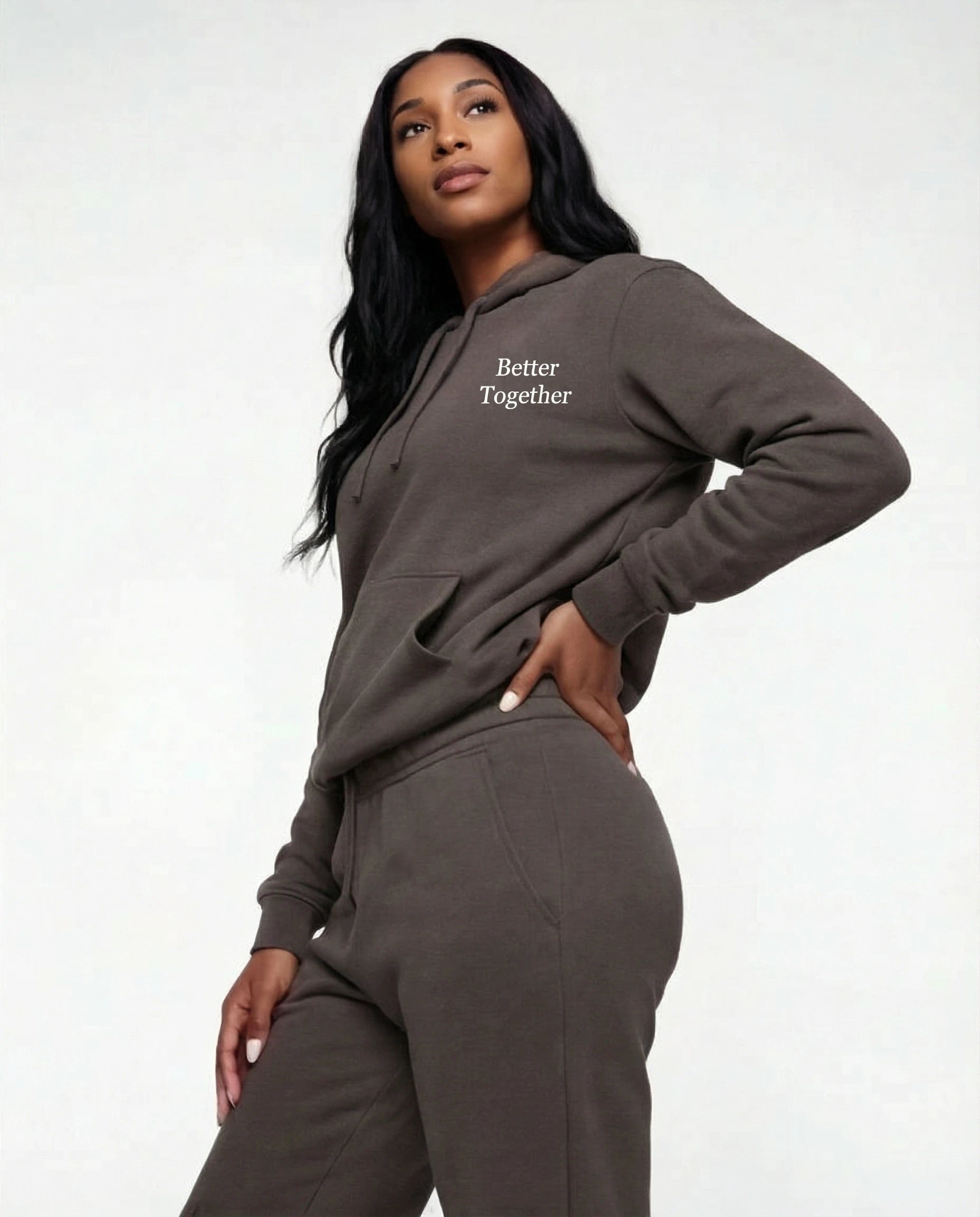 Model wearing Newlywed Club Hoodie - Charcoal