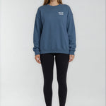 Model wearing Bachelorette Tour Sweatshirt - Indigo Blue