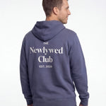Model wearing Newlywed Club Hoodie - Slate Blue